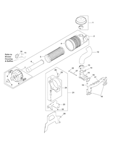 Kohler Cv740-0039 Air Intake And Filtration Diagram and Parts List for M60-KH (53BH8CT6050-27HP-OHV)(2010) Cub Cadet Lawn Tractor
